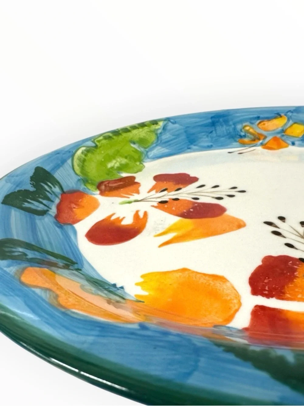 Royal Norfolk Hand Painted Floral Dinner Plates Set of 4 Blue Rim 10.5”